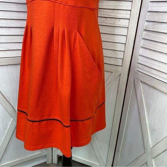 Duffield Lane Hutchins Dress Red Orange Small Fit Flare Sleeveless Knit - Picture 6 of 12